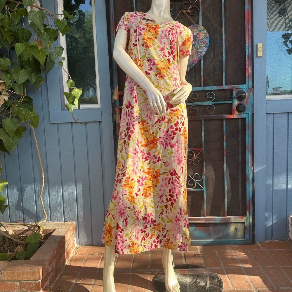 Liz Claiborne Orange Yellow Floral Sundress